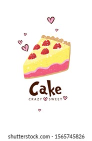Sweet Cake, Cake lover, Printable sweet lover poster, Tasty print, Gift card, Food to eat illustration, Vector art, Simple good print, Crazy and sweet