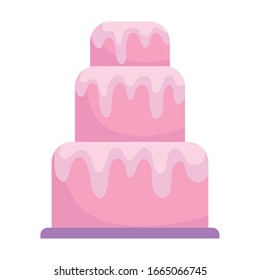 sweet cake with melted cream dessert cartoon icon style design vector illustration