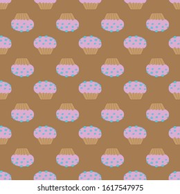 Sweet cake on the dark beige background