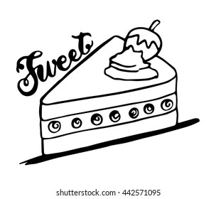 sweet cake on white background