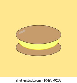 Sweet cake on the yellow background