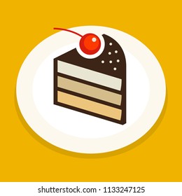 Sweet cake piece icon or symbol, vector illustration