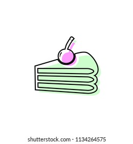 Sweet cake piece vector icon