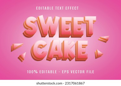 sweet cake pink color 3d text effect design	