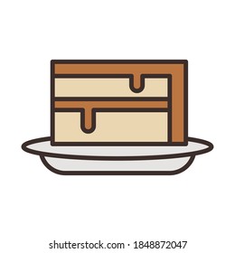 sweet cake portion fill style icon vector illustration design