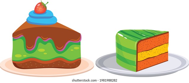 Sweet cake portion happy birthday vector art and illustration