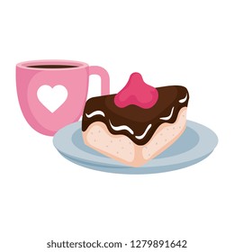 sweet cake portion with hearts love