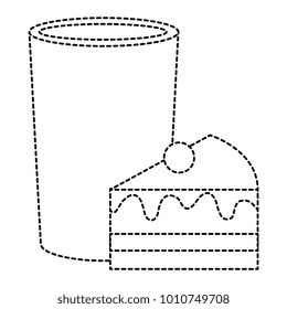 sweet cake portion with milk glass