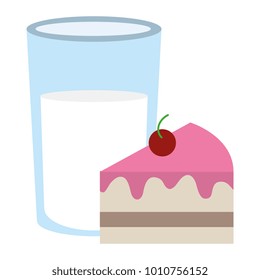 sweet cake portion with milk glass