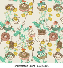 sweet cake seamless pattern