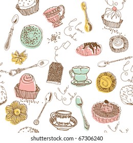 sweet cake. seamless pattern