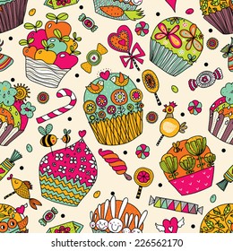 Sweet cake. Seamless pattern. Seamless pattern can be used for wallpaper, pattern fills, web page background, surface textures.