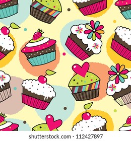 Sweet cake. Seamless pattern. Vector.