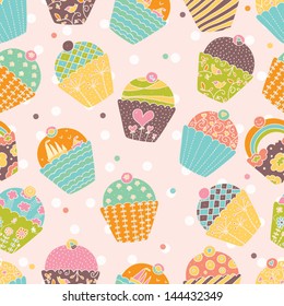 Sweet cake. Seamless pattern. Vector.