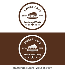 Logotipo de fatia de bolo doce. Ícone De Fatia De Bolo Com Cobertura De Chocolate Derretido