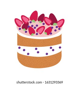 sweet cake with strawberries dessert vector illustration design