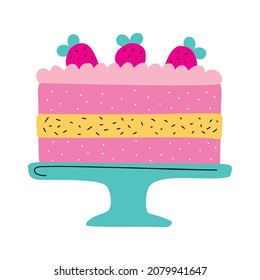 sweet cake with strawberries icon