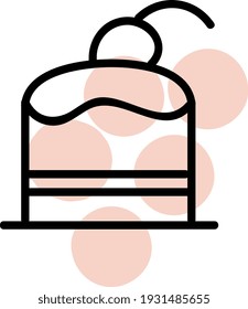 Pastel dulce con fresa, ilustración, vector sobre fondo blanco.