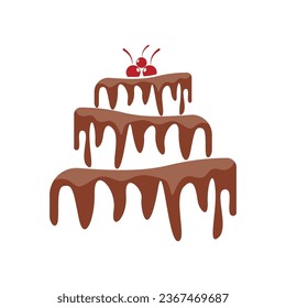 Sweet cake template logo design vector illustration of silhouette with cherries