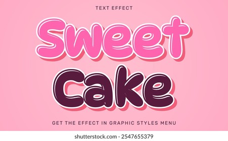 Sweet cake text effect template in 3d design