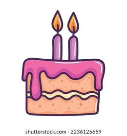 sweet cake with two candles icon