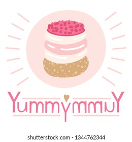 Sweet cake vector flat design on colorful background