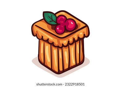 Süßer Kuchen, Vektorgrafik. Dessert Food Symbol. Bakery-Design-Elemente, Logos, Abzeichen, Etiketten, Symbole und Objekte.
