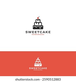 Sweet cake vector logo design template