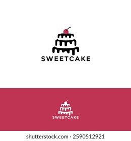 Sweet cake vector logo design template