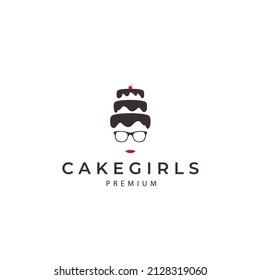 sweet cake with woman chocolate flavor logo vector icon symbol illustration design