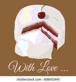 Sweet cake for Your ideas. Cherry. Flat design. Vector illustration. 