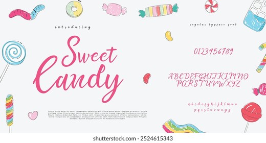 Sweet Cakes cartoon Font Vetor moderno alfabeto fonte maiúscula e número fontes vitoriana fonte