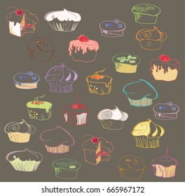 Sweet cakes and muffins