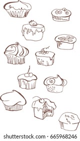 Sweet cakes and muffins