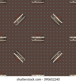 Sweet  cakes pattern on retro background. Seamless. Vector illustration