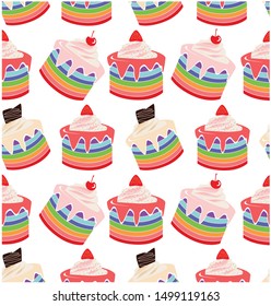 Sweet cakes seamless pattern background.