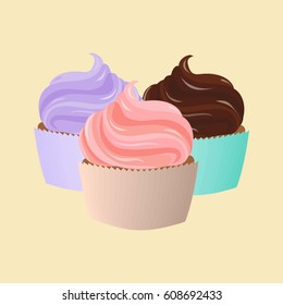 Sweet cakes for Your ideas. Flat design. Vector illustration. 
