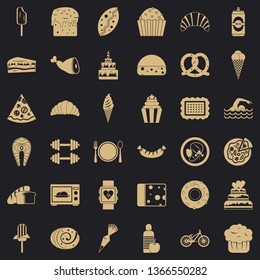 Sweet calories icons set. Simple style of 36 sweet calories vector icons for web for any design