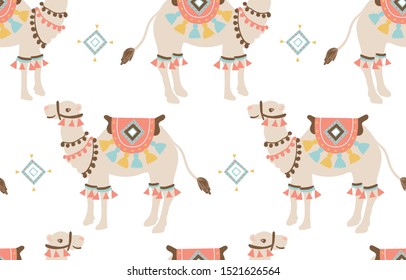 Sweet Camel Caravan Repeat Seamless Vector Pattern