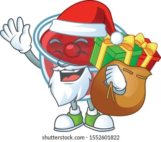 Sweet canberries sauce with cartoon style santa bring gift.