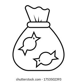 sweet candies bag vector icon