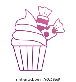 sweet candies with cupcake