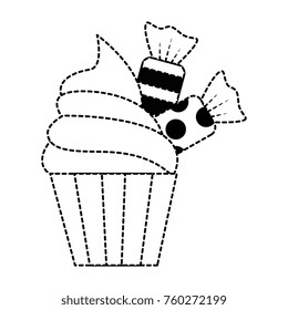 sweet candies with cupcake