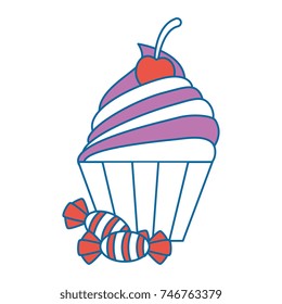 sweet candies and cupcake halloween icon