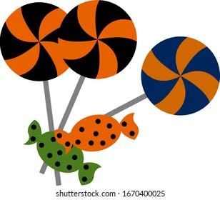 Sweet candies, illustration, vector on white background.