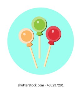 Sweet Candies Lollipop Halloween Holiday Icon Flat Vector Illustration