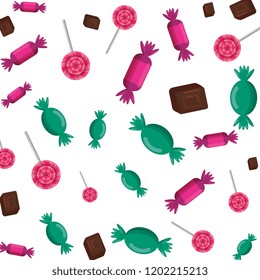 sweet candies set and lollipops pattern