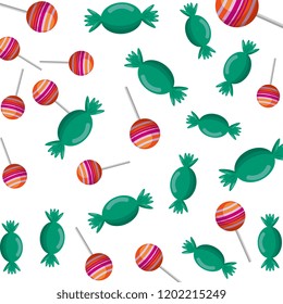 sweet candies set and lollipops pattern