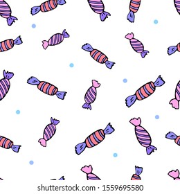 Sweet candies in a wrapper. Seamless pattern. For Christmas, birthday, holiday.