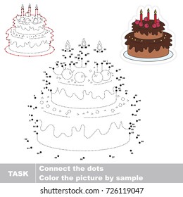 Sweet Candle Cake. Dot to dot educational game for kids.